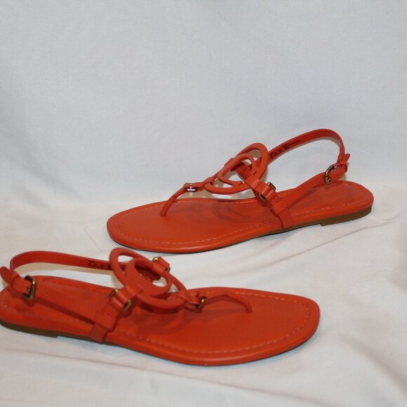NIB COACH WOMEN'S JERI LEATHER THONG SANDALS GERANIUM SZ 8 - Picture 2 of 5